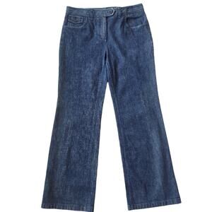ANN TAYLOR Dark Blue Denim Jeans Full Leg Size 8 Natural Waist Wide Leg Casual